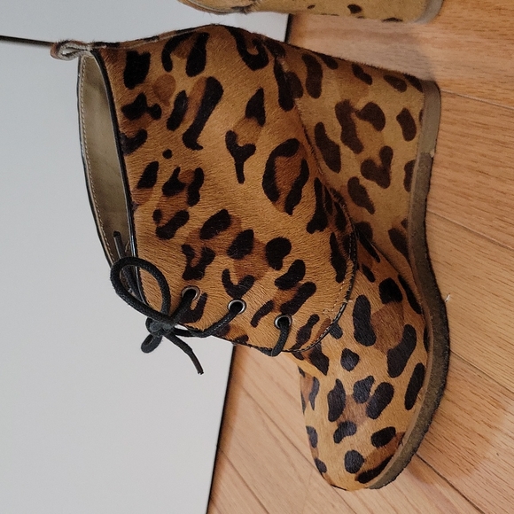 Shoemint Leopard Ponyhair Wedge Ankle Booties - Picture 6 of 8